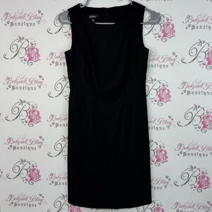 AGB dress Classic Black Midi Dress zip up back flattering formal classy